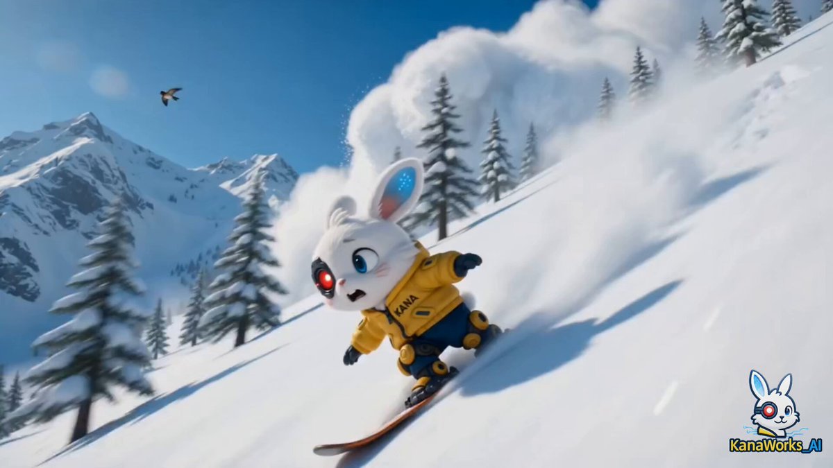 Drone Shot of Skiing Rabbit Escaping Avalanche