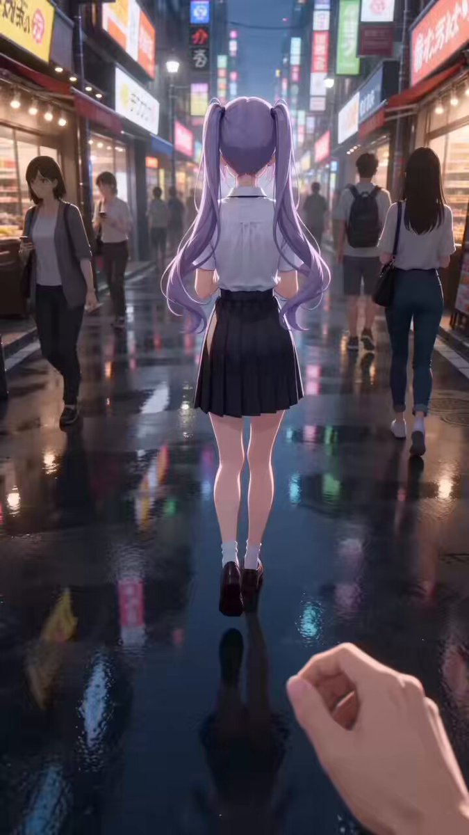Anime Street Bump into Purple Twin-Tail Girl