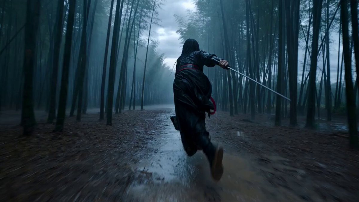 Wuxia Duel in Rainy Bamboo Forest