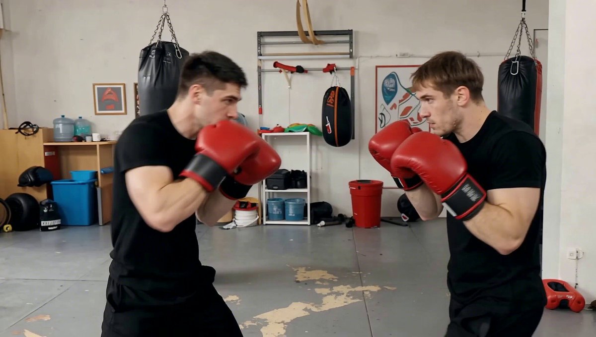 Boxers Sparring in Gritty Gym