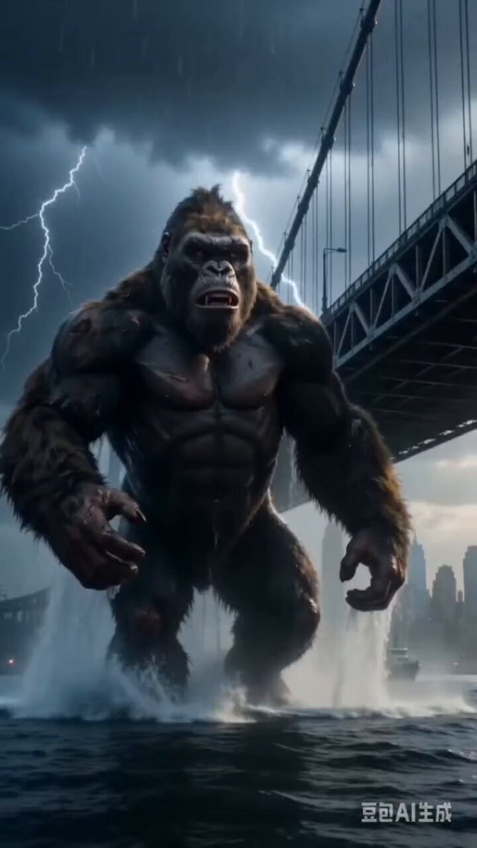 King Kong Attacks Harbor Bridge in Storm