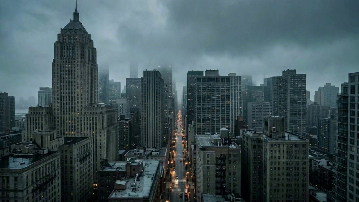 Blue Hour Neo-Noir Urban Canyon