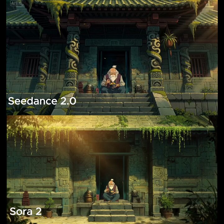 Wide Cinematic Shot of Temple Entrance