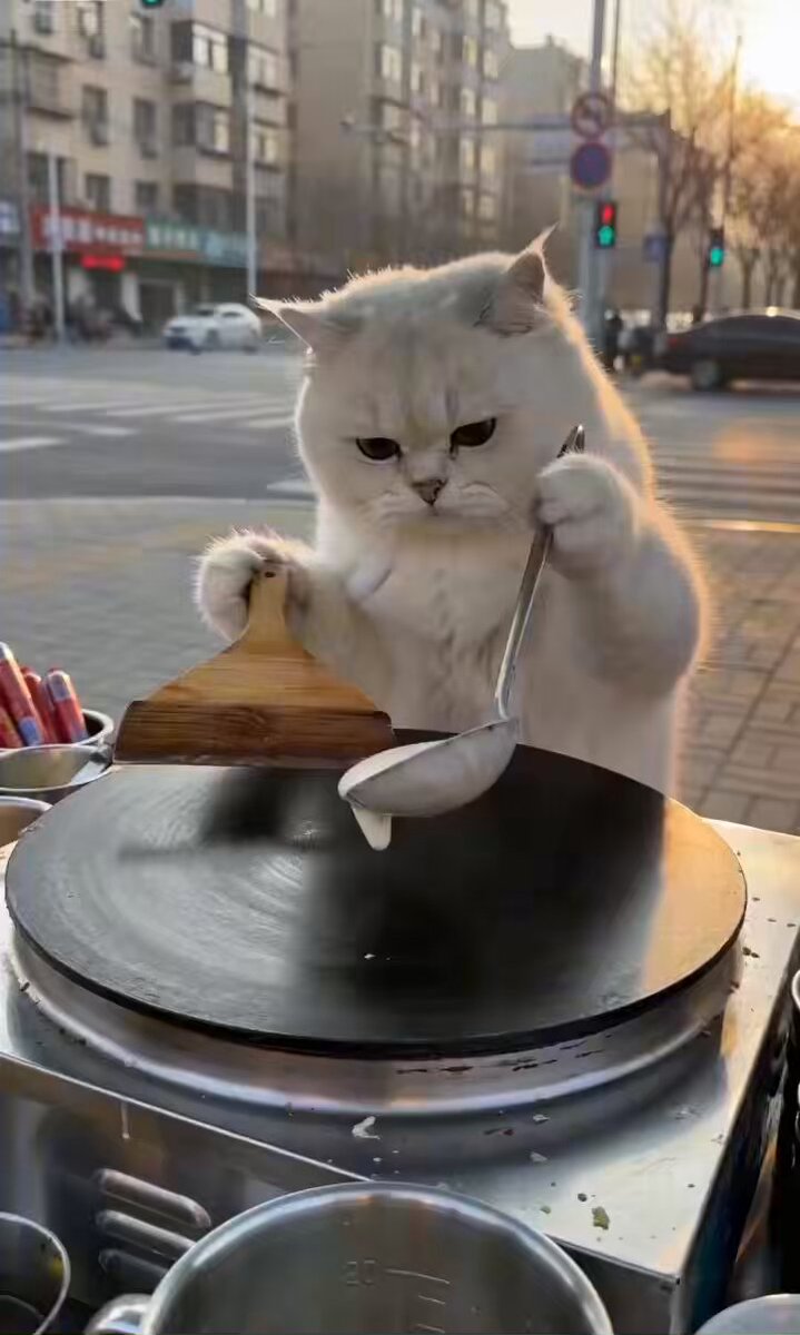 Cat Making Jianbing - Cute Pet Series