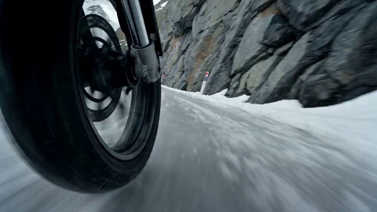 Alpine Avalanche Motorcycle Escape Stunt