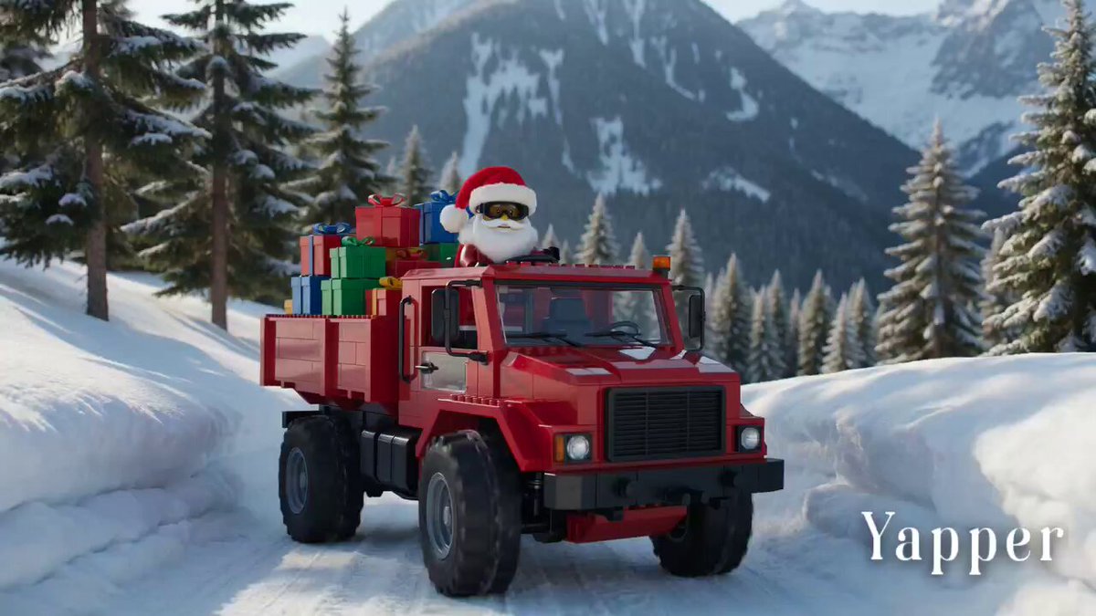 Ultra-Realistic LEGO Santa Snow Truck in Swiss Alps