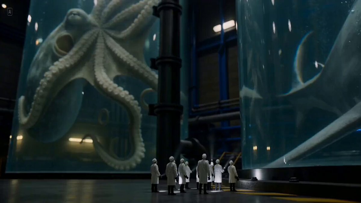 Tiny Scientists Viewing Giant Preserved Sea Creatures