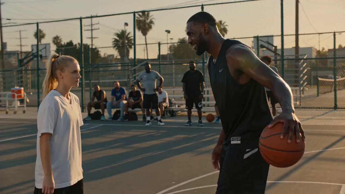 Street Basketball: Petite Girl Blocks Tall Player