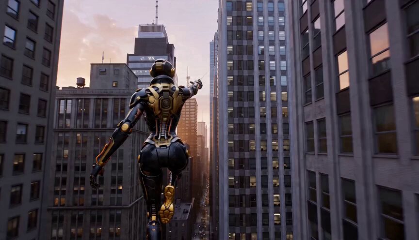 High-Speed Web-Swinging Cinematic Action Between Skyscrapers