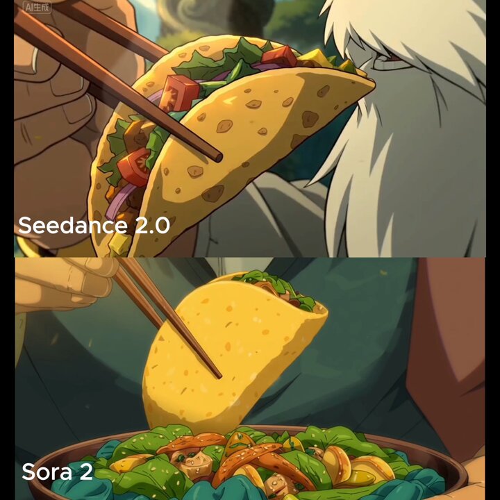 Close-up of Shifting Taco Filling and Warm Chopstick Reflections