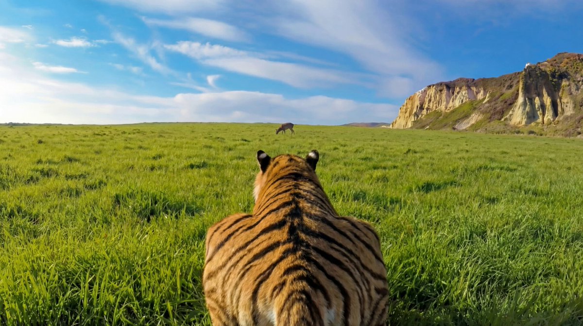 Ultra-Realistic Tiger Chase Continuous Shot