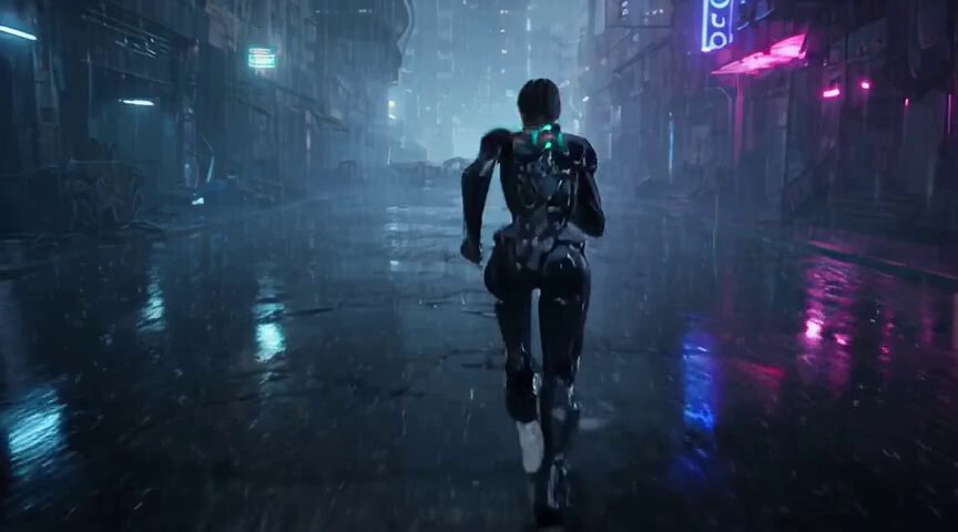 Cyberpunk Rainy Duel: Agent vs Mech Hunter