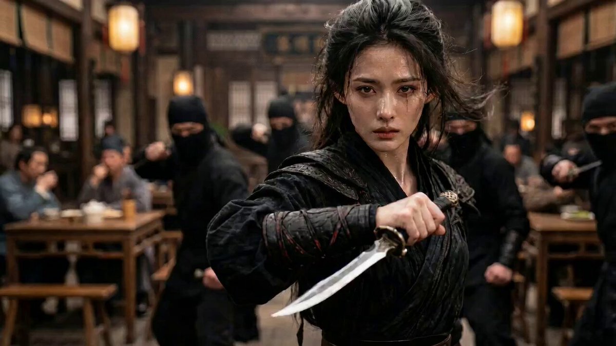 Tavern Fight: Woman in Black vs Assassins