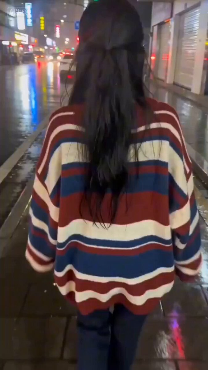 Shaky POV Vlog: Innocent Seductive Girl on Wet Street
