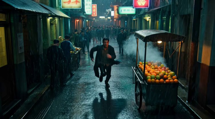Rainy Neon Pursuit in Hong Kong