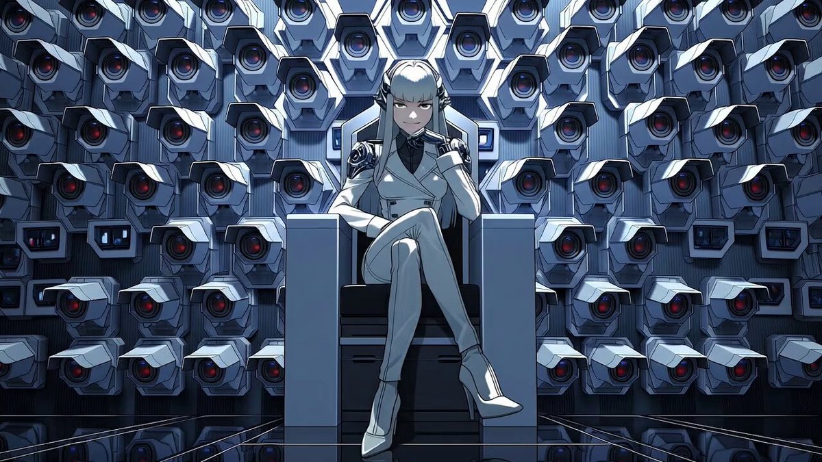 Cyberpunk Anime Dominatrix Activates Surveillance Wall