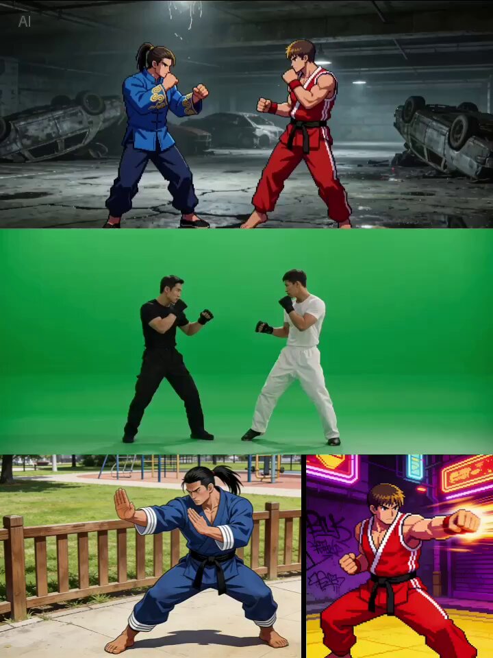 Character Fight in Abandoned Parking Lot