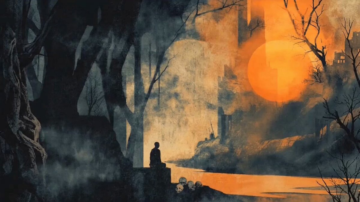 Solitary Figure Rising at Dusk, J.M.W. Turner Style