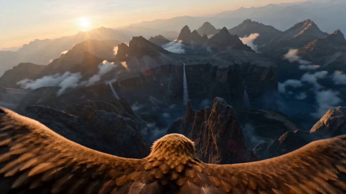 Golden Eagle Dive over Dramatic Mountains