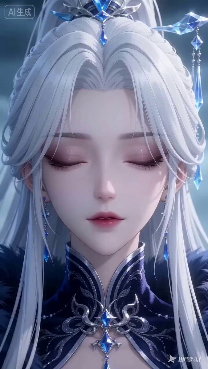 Elegant White-Haired Girl Summons Water Dragon