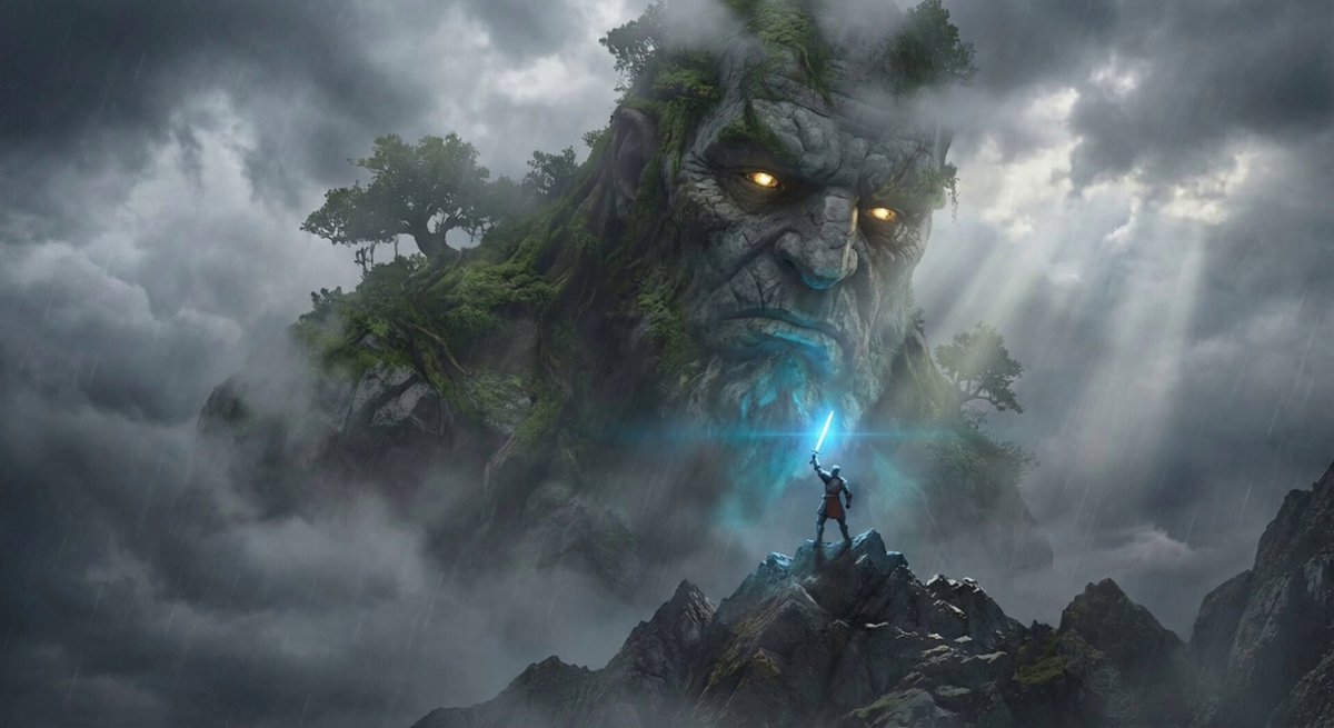 Epic Sci-Fi: Robot on Mountain Peak