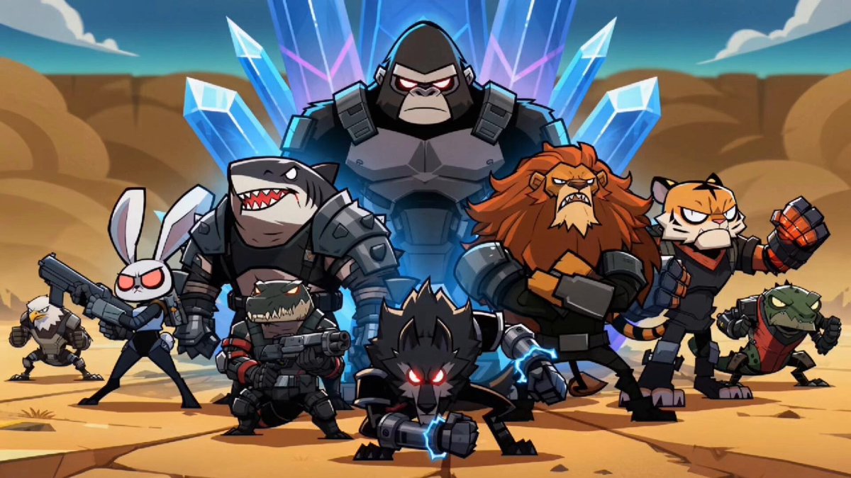 Chibi Anime Action in Neon Alien Desert