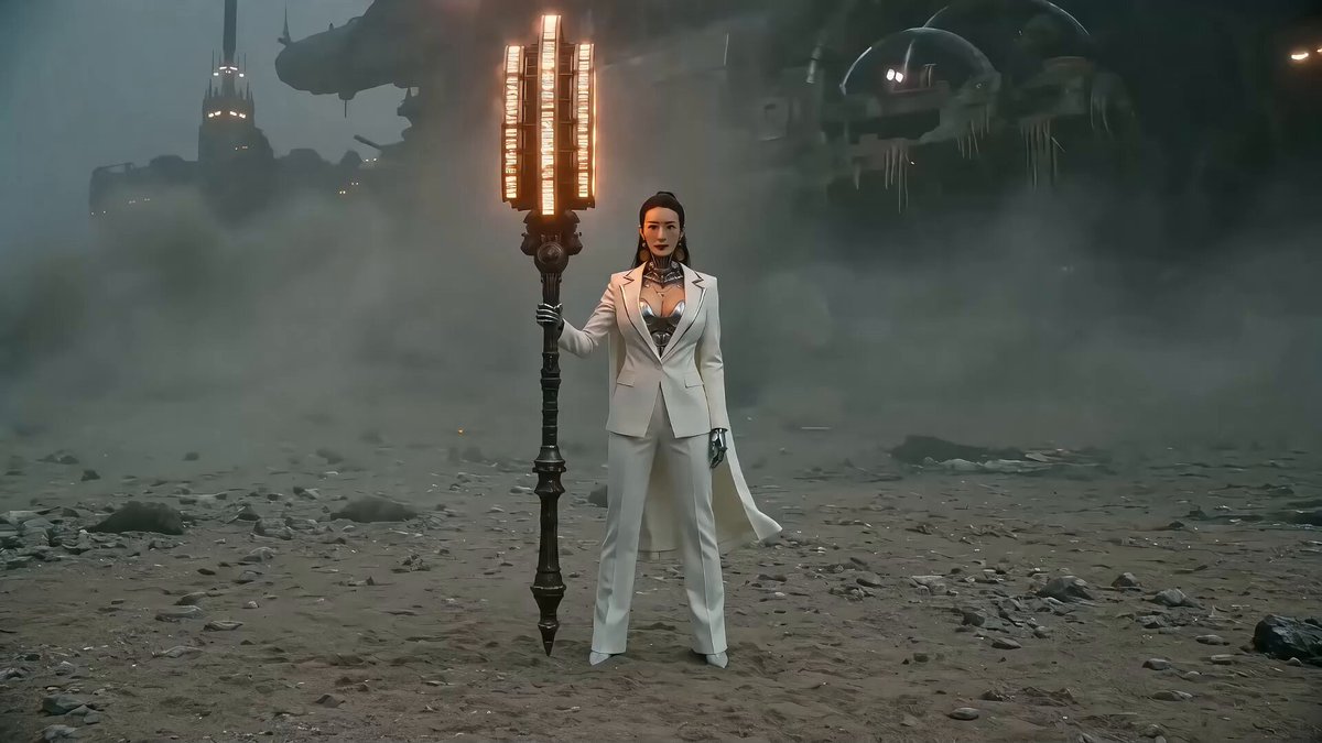 Bionic Heroine Destroys Spaceship and Mech on Beach