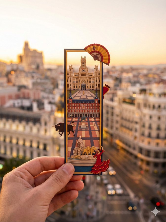 Hand Holding City Landmark Die-Cut Bookmark