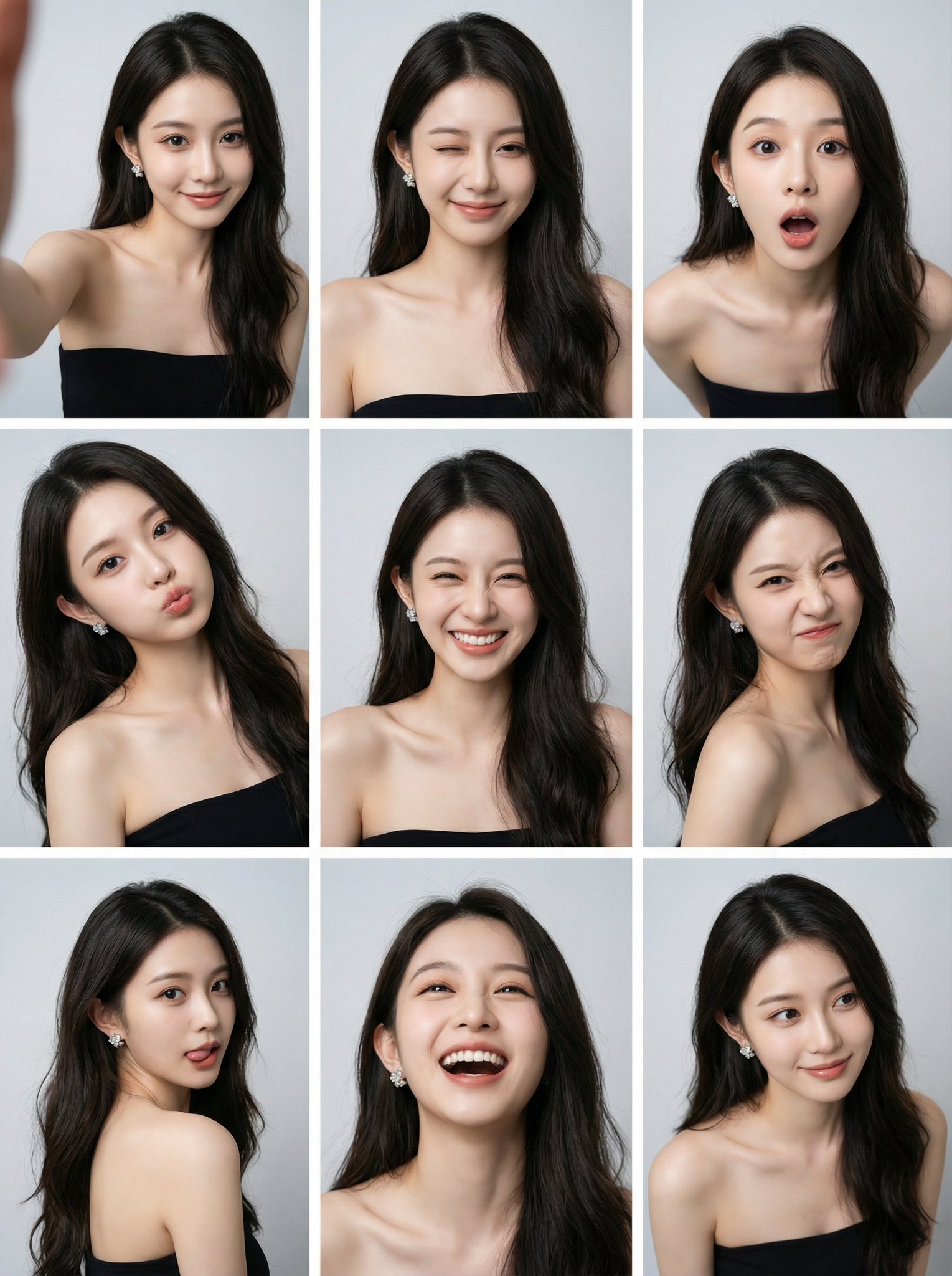 9-Grid K-pop Idol Portrait Collage