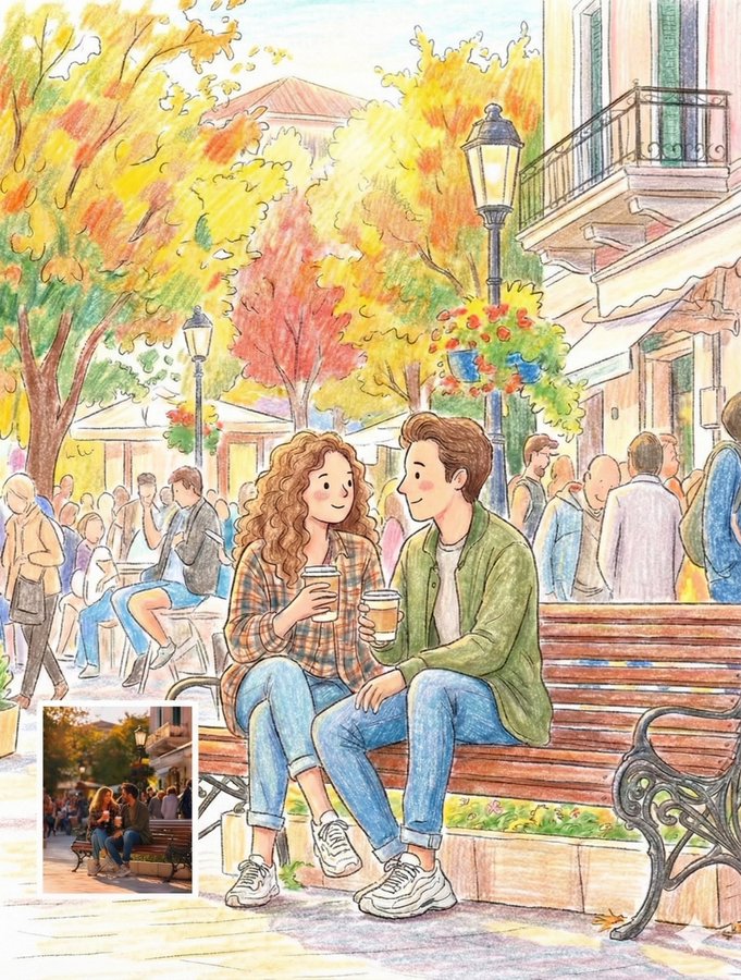 Cozy Storybook Colored Pencil Illustration