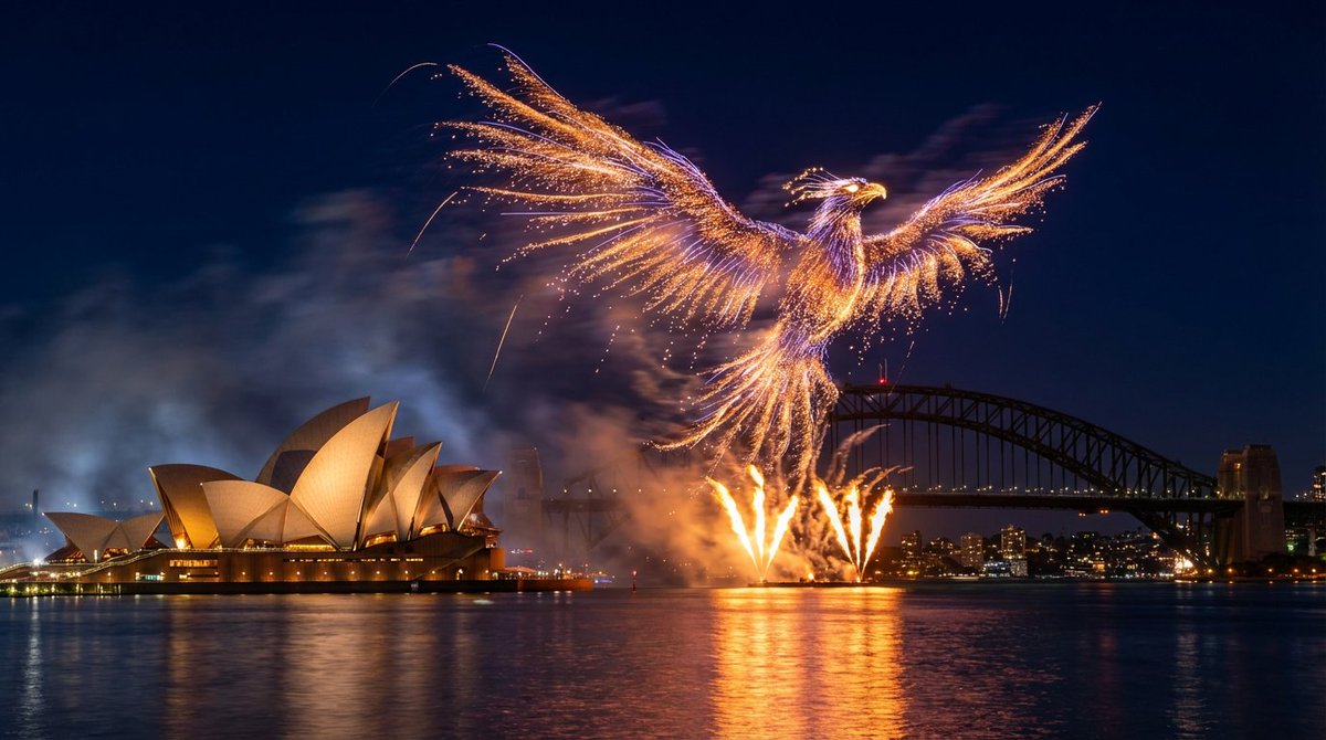 Grand Spectacular Fireworks Display in Night Sky