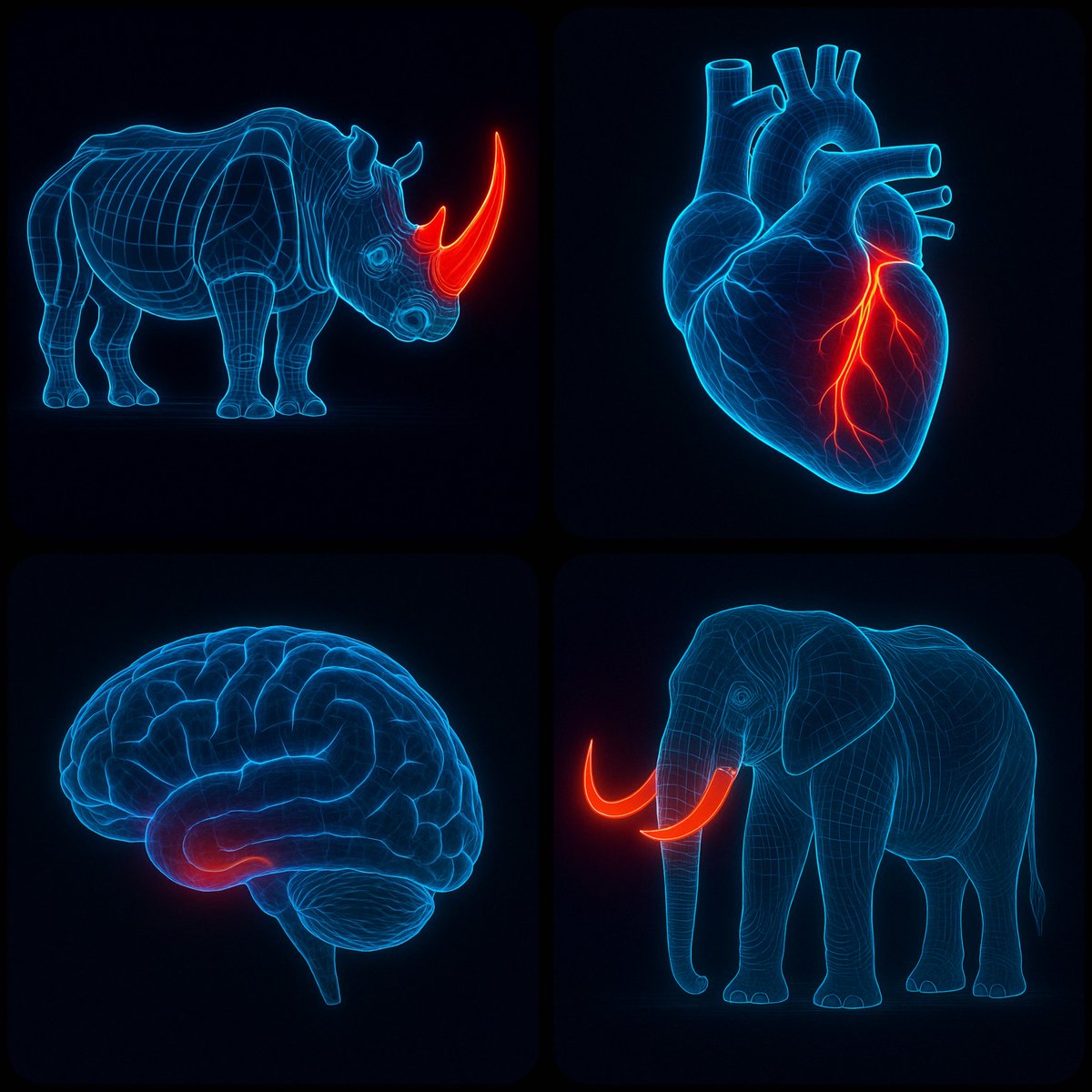 Glowing Blue Line Anatomy Illustration