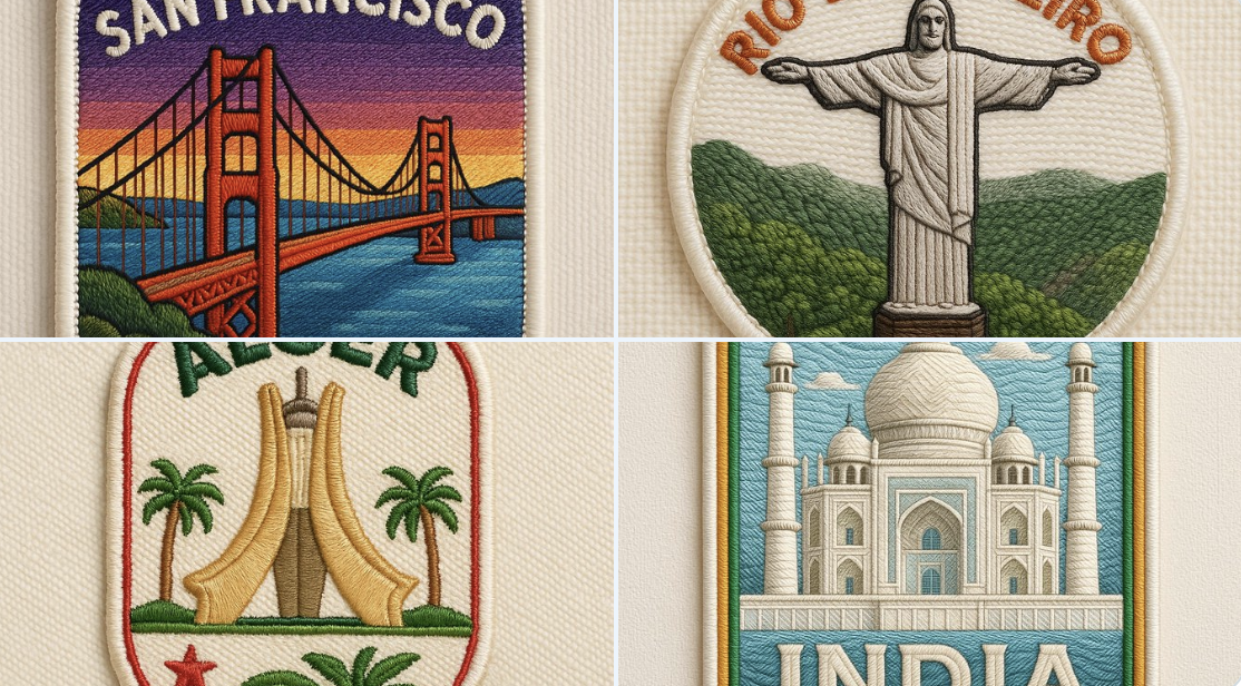 City Embroidered Patch Close-up Photo