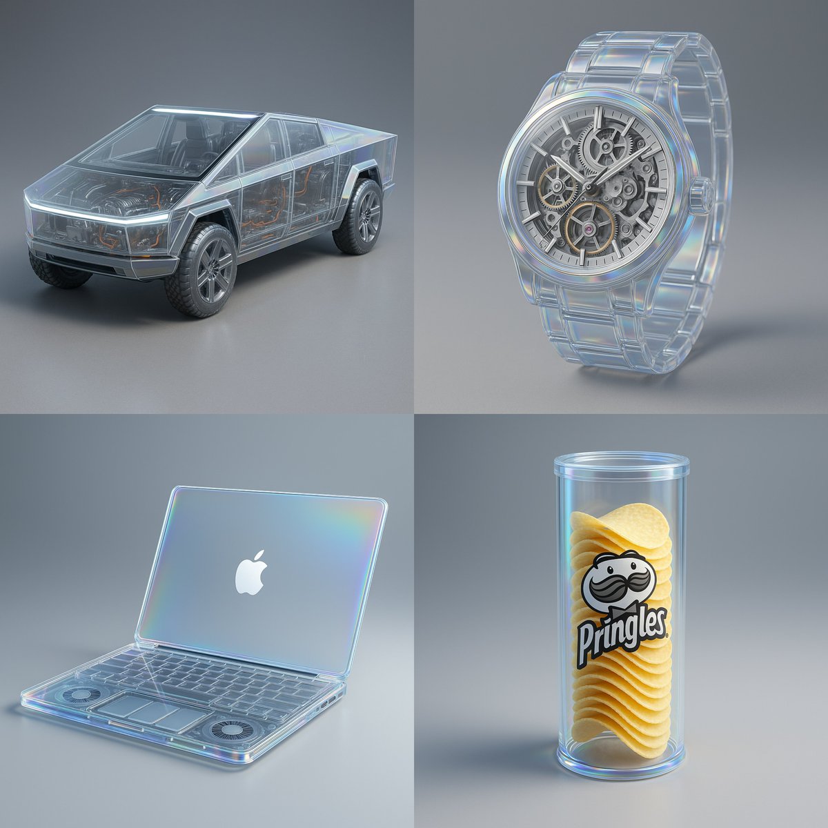 Fully Transparent Iridescent Glass Product Showcase