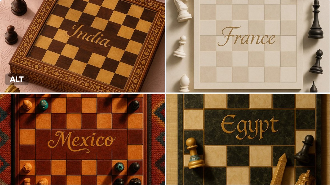 Traditional Chessboard with National Motifs - view 1