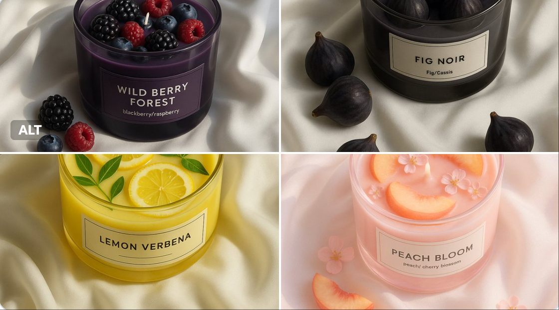 Minimalist Fruit Candle in Colored Glass