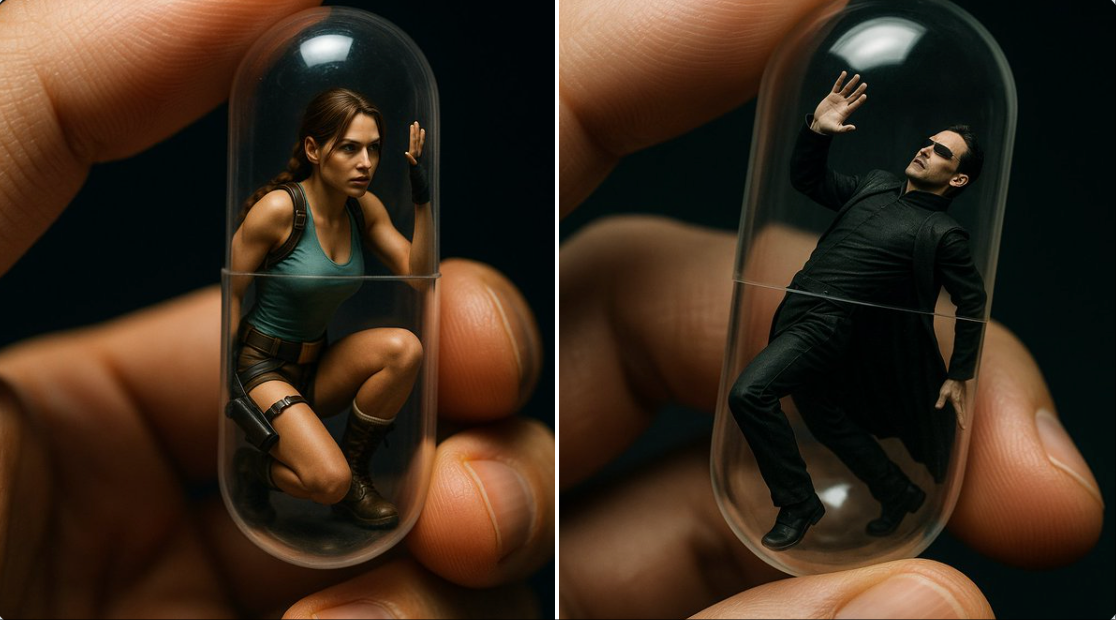 Handheld Transparent Capsule with Miniature Character Model