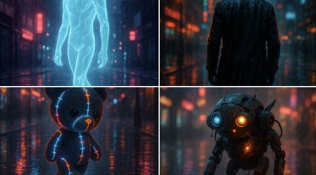 Cinematic Rainy Neon Street Scene
