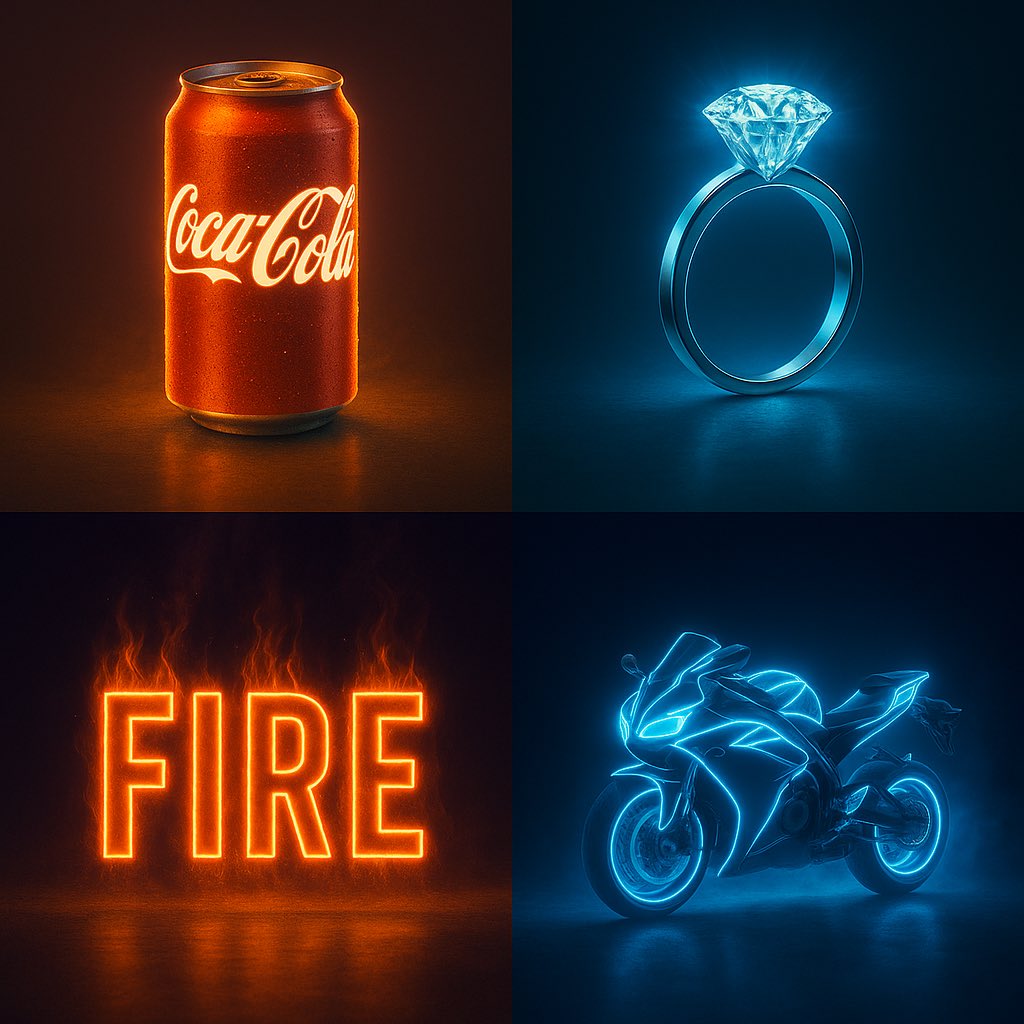 Vivid Neon Glow Object on Black Background