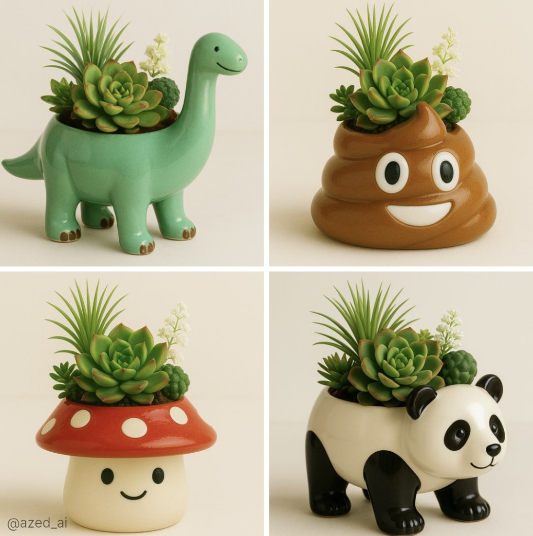Cute Ceramic Emoji-Shaped Planter with Succulents