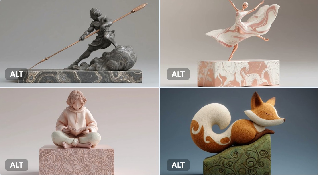 Digital Clay Sculpture on Minimalist Plinth - view 1