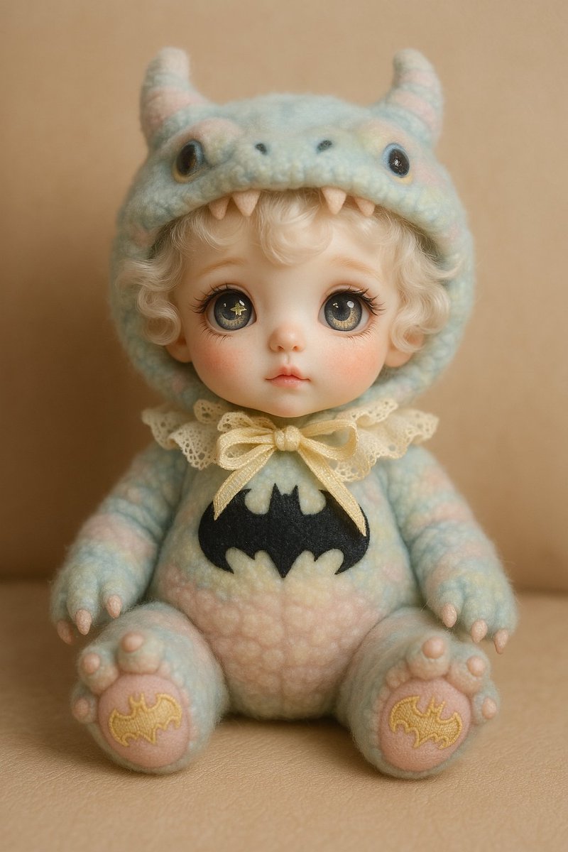 Cute Designer Doll with Porcelain Face and Pastel Costume - view 3