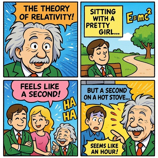 Colorful Manga Page on Theory of Relativity