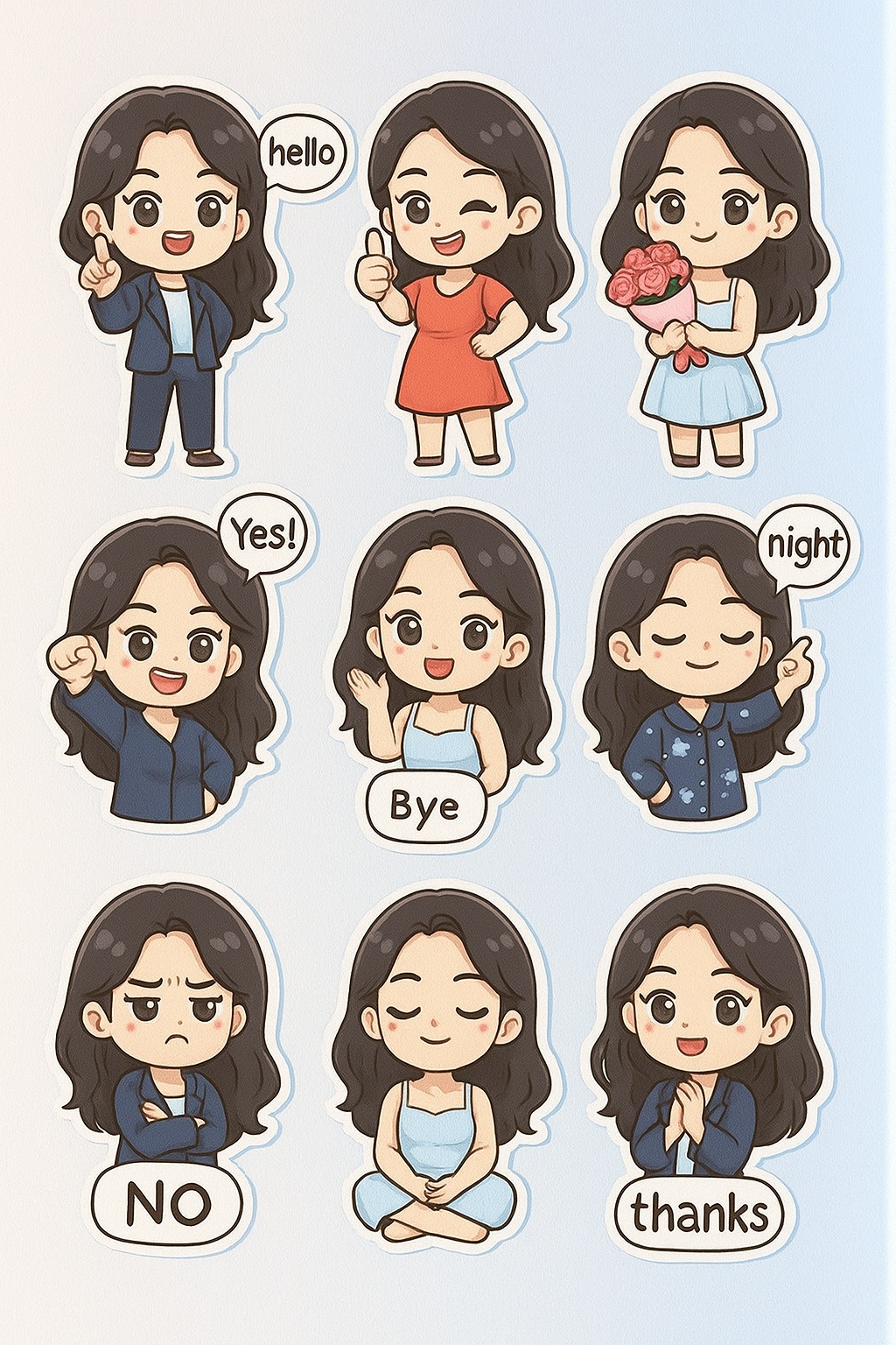 3D Kawaii Chibi Sticker Pack