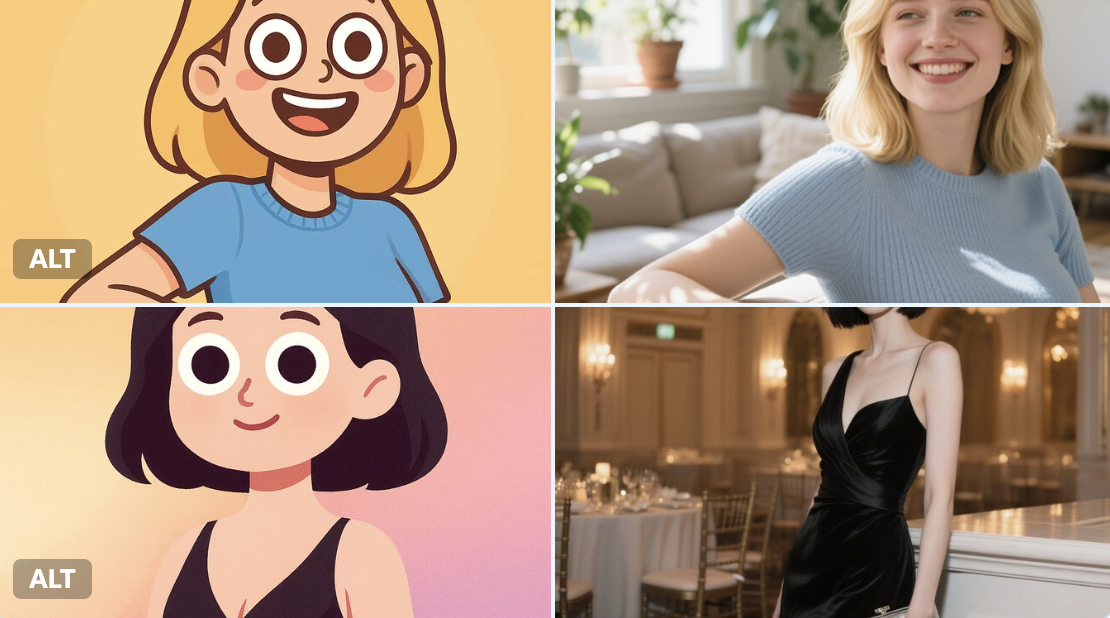 Half-Body Cartoon Portrait with Googly Eyes