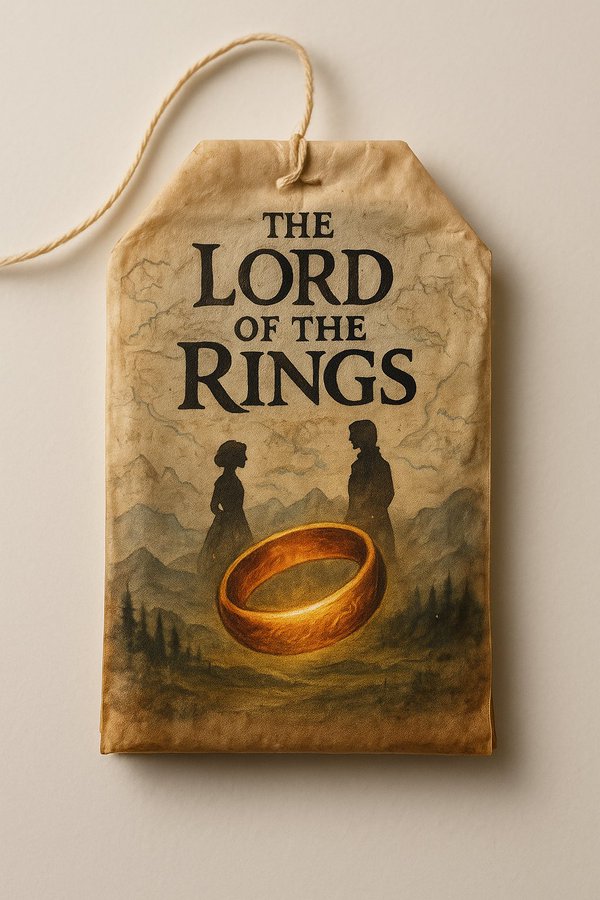 Vintage Tea Bag with Hand-Painted Book Cover Illustration - view 3
