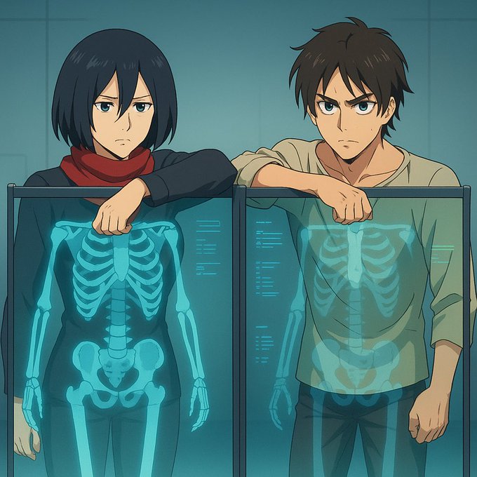 Anime Characters Behind Futuristic X-Ray Scan Panel - view 3