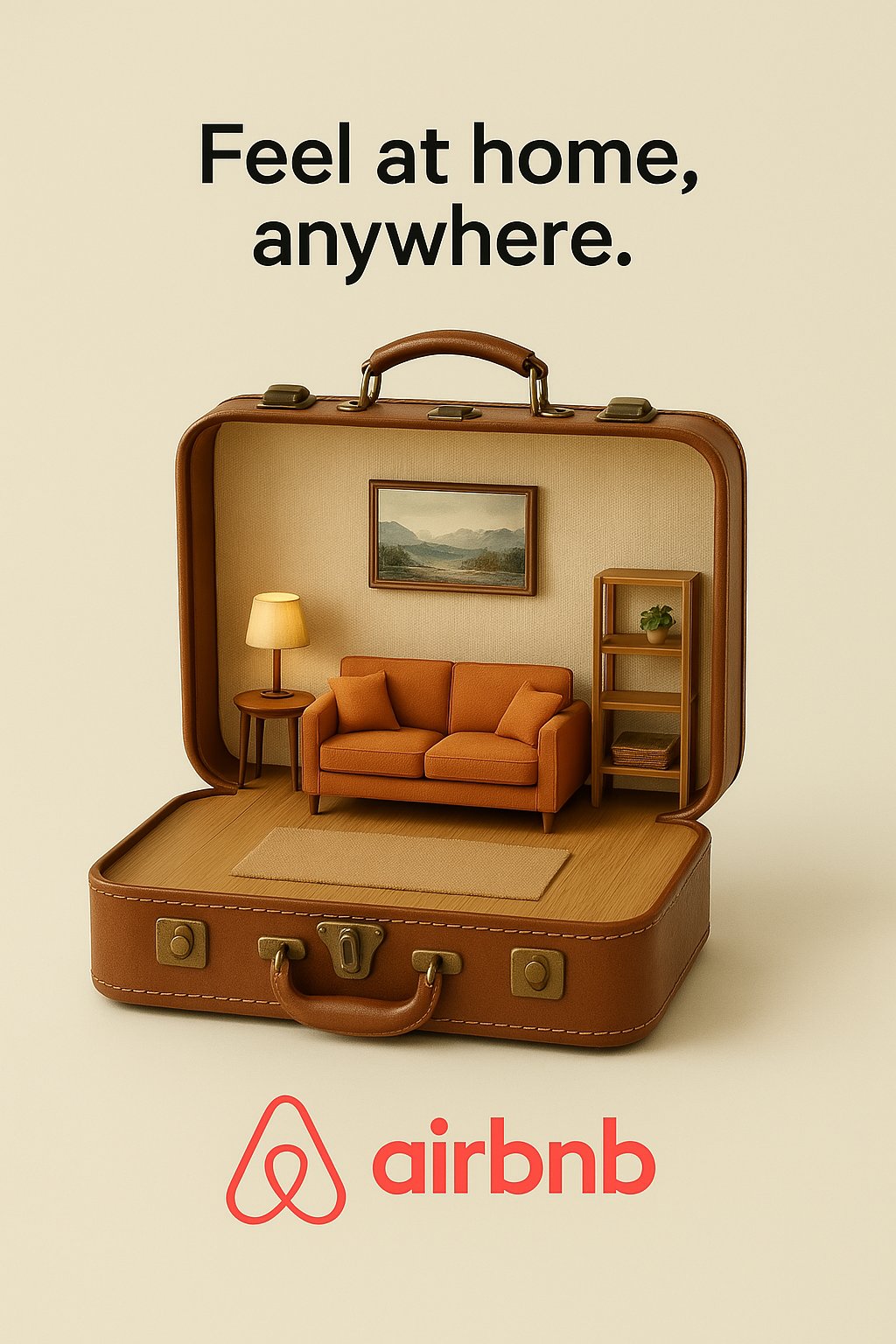 Airbnb Creative Ad: Suitcase Dollhouse Room
