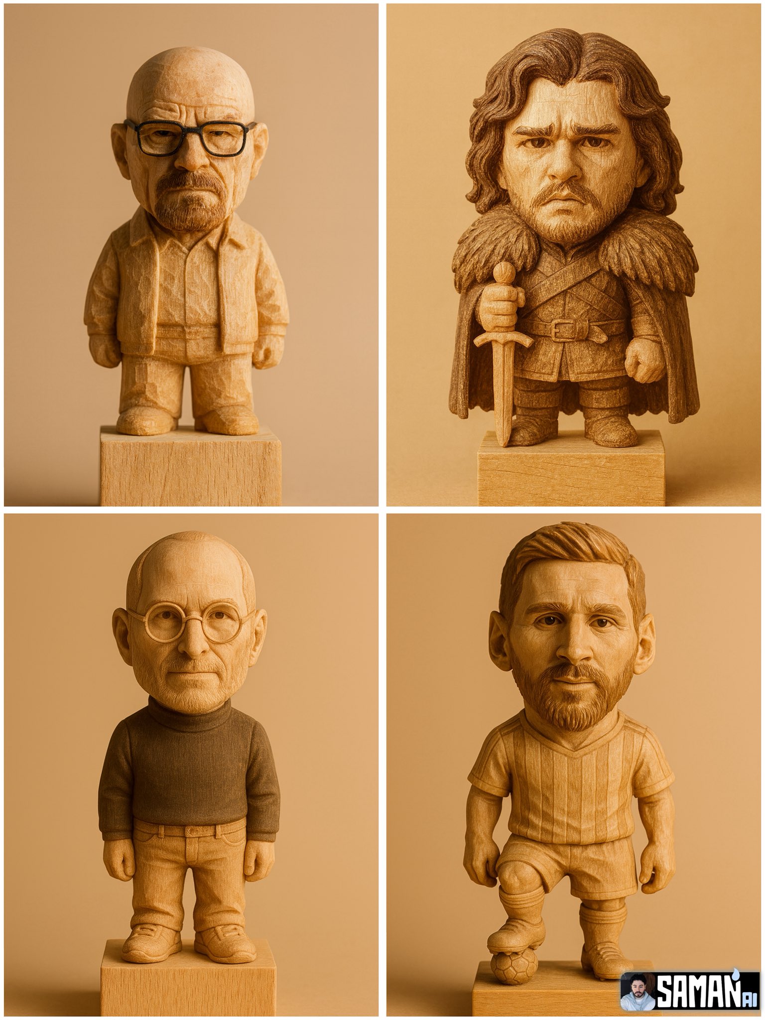 Chibi Wooden Figurine Portrait