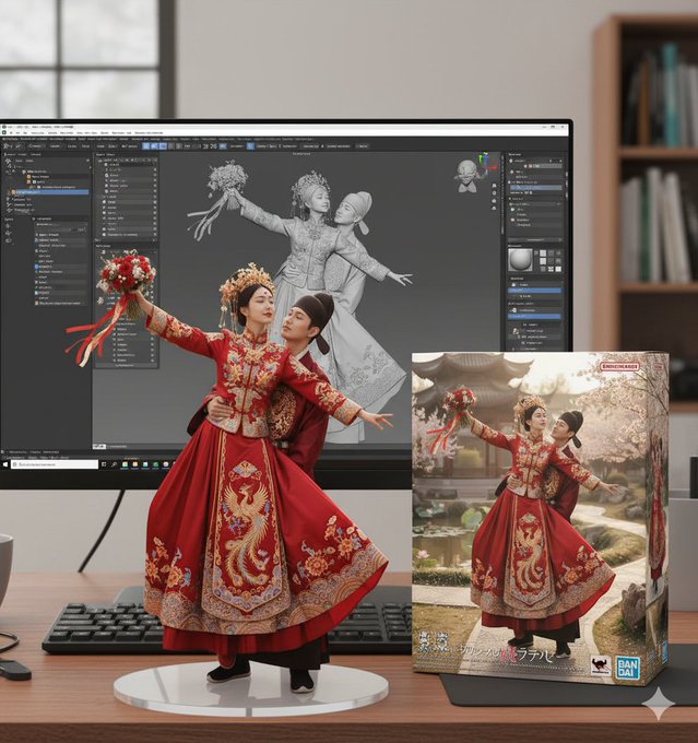 1/7 Scale Figure with ZBrush Modeling Display and Bandai Box